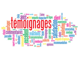 Nuage de Tags TEMOIGNAGES (vote avis choix clients utilisateurs)