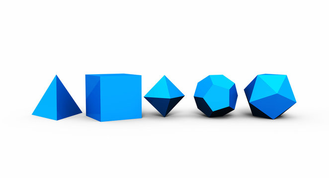3D Platonische Körper der heiligen Geometrie - Blau