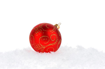 Red Christmas Ball on white