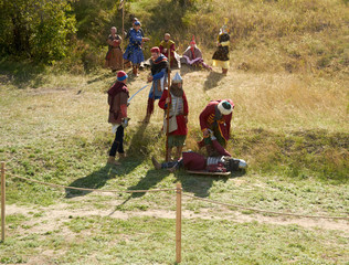 Defeated warrior lying on the ground