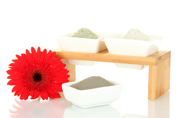 cosmetic clay for spa treatments isolated on white background