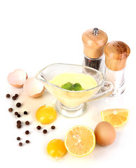 Mayonnaise ingredients isolated on white