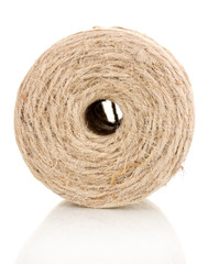 Hank of twine isolated on white.