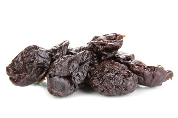yummy dried plums isolated on white