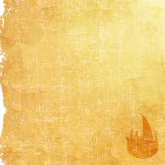 Fire icon on old paper background and textured
