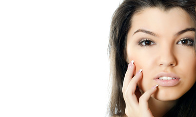 Fototapeta premium The sensual girl with beautiful hair