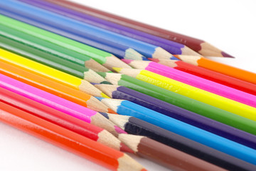 Multi color pencils over white