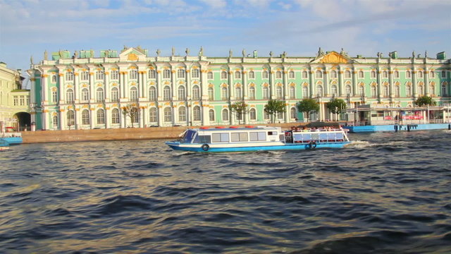 Hermitage on Neva river in St. Petersburg Russia - shooting from