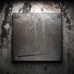 Abwaschbare Fototapete Metall Eisenplatte an der Wand