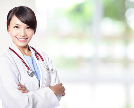 Young doctor woman smile face