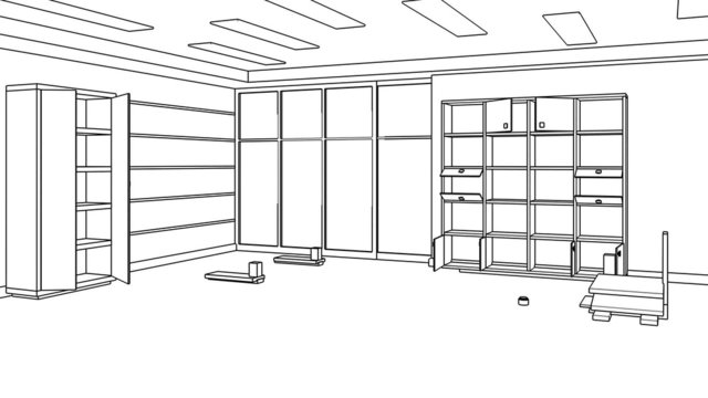 Office interior creation, wireframe