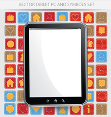 Black frame vector tablet pc with white screen