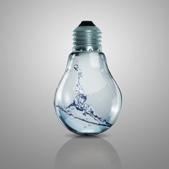 Electric light bulb with clean water