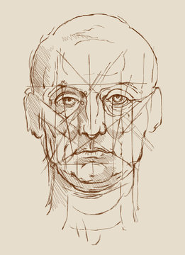 Head Men. Based on drawing of Leonardo da Vinci