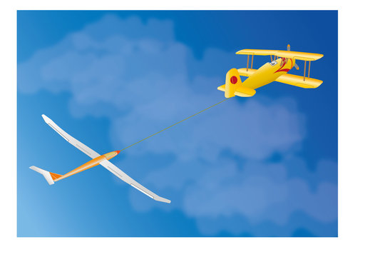 Segelflugzeug im Schlepp