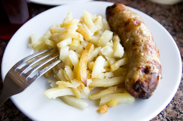 Tasty sausage with potato