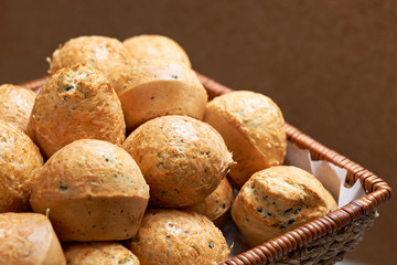 Salt muffins in basket