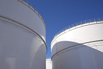 White large oil storage tanks