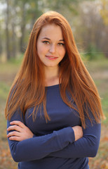 Fototapeta premium Red Haired Girl Portrait smiling