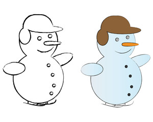 B&W and Colored Snowmen