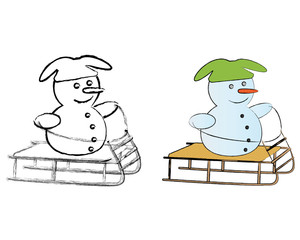 B&W and Colored Snowmen