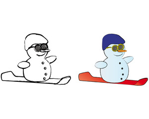 B&W and Colored Snowmen