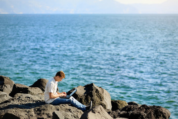 boy with a laptop
