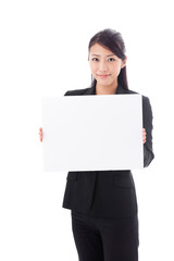 Fototapeta premium asian businesswoman showing white board