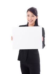Fototapeta premium asian businesswoman showing white board
