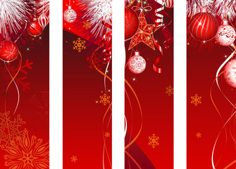 Vertical Christmas Banner Red Decoration