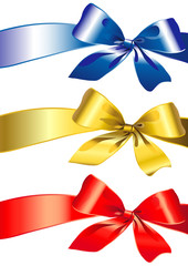 bow, ribbon, red, gold, blue