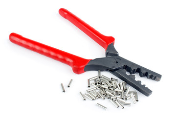 Cable tube terminals, and scrimping pliers