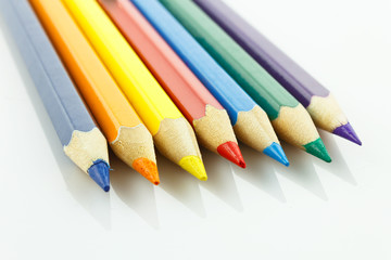 Close-up of colour pens,On white background,