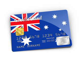Obraz na płótnie Canvas Credit Card covered with Australia flag.