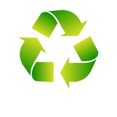Obraz premium Green recycle icon on white background