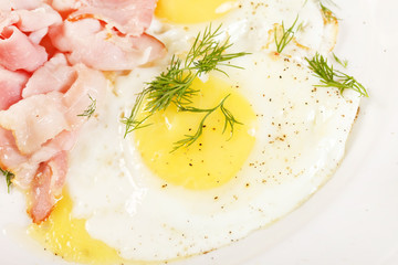 Fototapeta na wymiar fried eggs with bacon