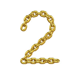 3d Gold Chain Numbers Font - 2