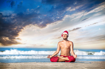 Christmas yoga on the beach