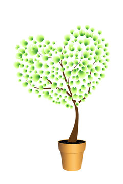 Eco concept with green love tree