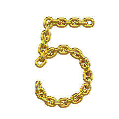 3d Gold Chain Numbers Font - 5