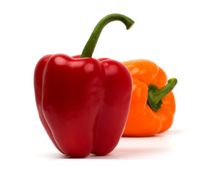 Two sweet peppers isolated on white
