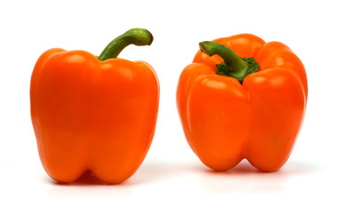 Two sweet peppers isolated on white