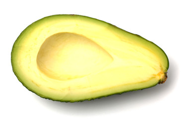 Cut avocado on white background
