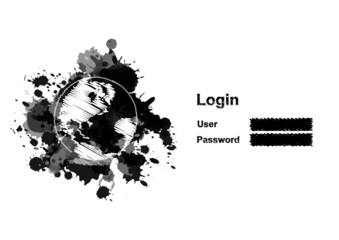 Sketch drawing globe and log in field