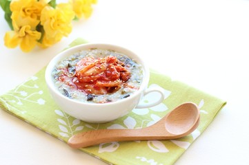 Japanese cuisine, Rice soup, Ojiya, with sesame and spring onion