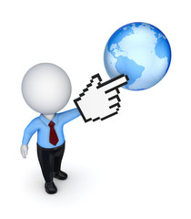 3d small person and the globe.