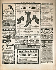 page de journal avec publicité antique