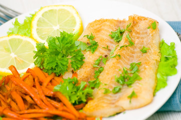 fried fish fillet with vegetables