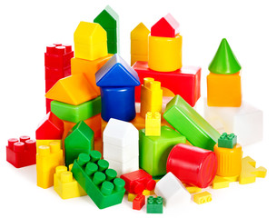 Children toys with cubes.