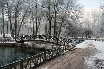 Bridge over river in winter season